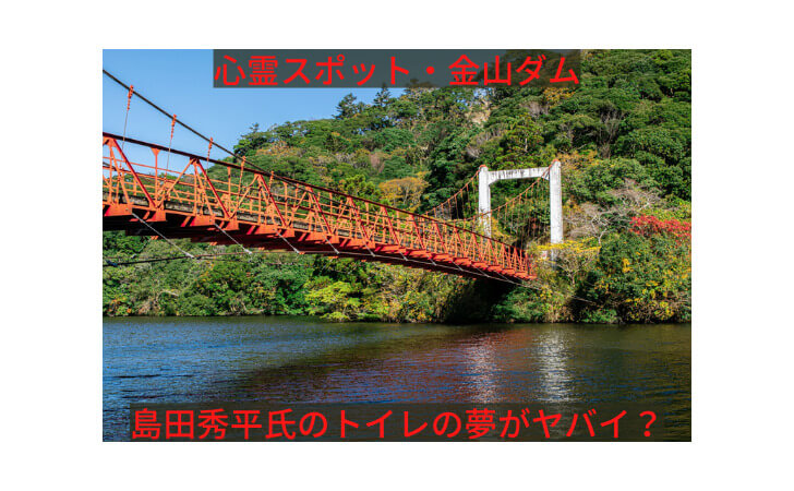 金山ダムの赤い吊り橋の写真