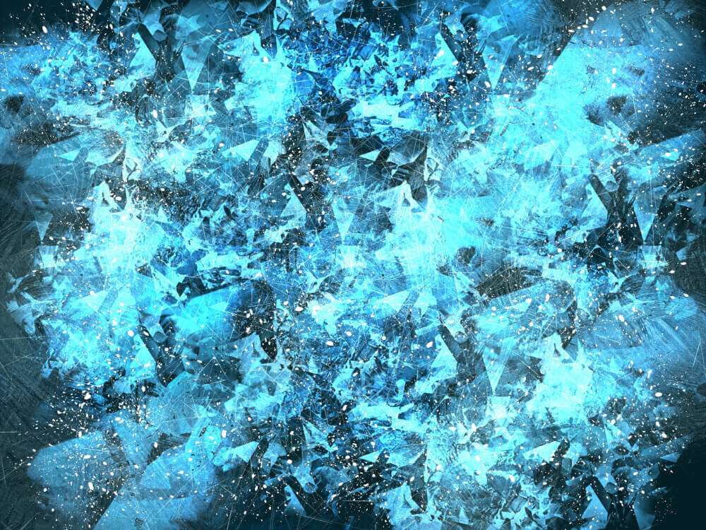 青く冷たい氷のイメージの水彩背景の画像
